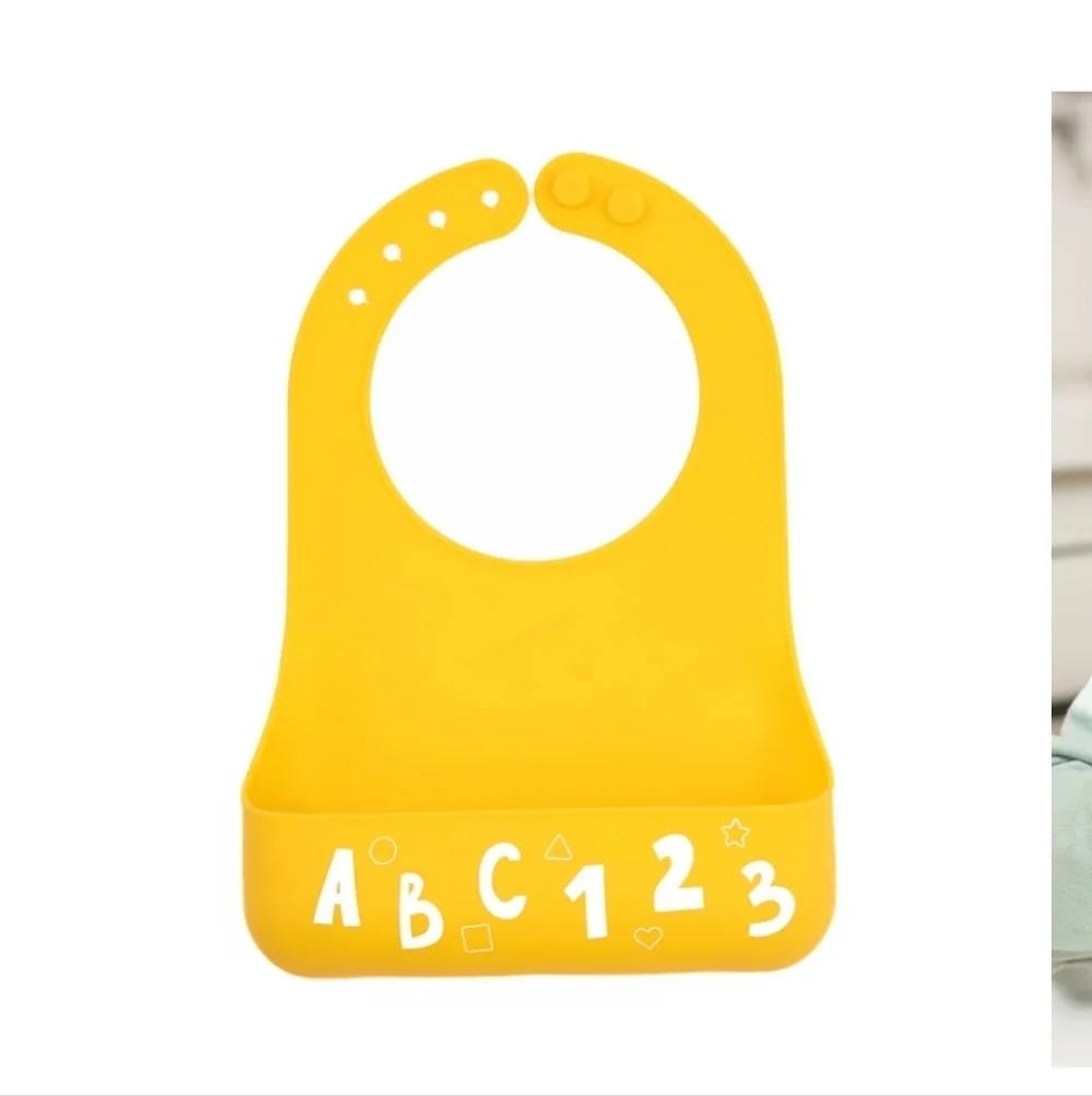 Bella Tunno Little Bites Silicone Bib NWT Learn to Eat Beginner 0+ ABCs Yellow